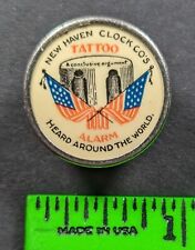 Vintage 1896 New Haven Clock Co Tattoo Alarm Flag Patriotic Stud Button Pin picture