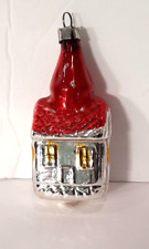 Vintage West Germany Mercury Glass Church w / Steeple CHRISTMAS TREE ORNAMENT picture