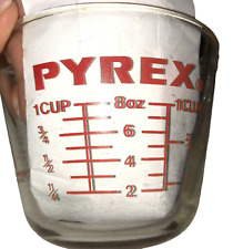VTG PYREX MEASURING CUP USA #508 1CUP 8oz 250ml GLASS HANDLE RED BLOCK LETTER picture