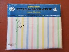 VTG 70s Stevens Utica Mohawk Double Bed Single Flat Sheet Multicolor Striped USA picture