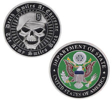 DEATH SMILES AT EVERYONE THE ARMY SMILES BACK SKULL CHALLENGE COIN picture