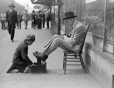1941 Shoeshine on 47th Street, Chicago, Illinois Old Photo 8.5