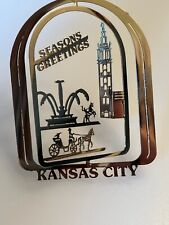 Vtg Christmas Ornament Genuine Solid Brass Laser Cut Kansas City City Elements picture