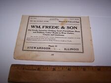 1918 WM. FREDE & SON DRY GOODS & GROCERIES Paper Ad STEWARDSON ILLINOIS picture