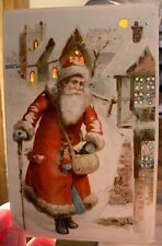 Rare HTL Santa Delivering Presents on Foot Vintage Christmas Postcard picture