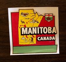 Vintage 1960’s MANITOBA Canada Decal, Provincial Map, Tourist, Travel, Souvenir picture