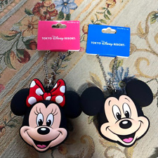 2sets Japan Tokyo Disney Mickey Mouse Face Bag Charm Keychain Coin Case Unused picture