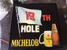 Vintage Michelob Beer  Lighted Sign 19th Hole 18 X 18 EC picture