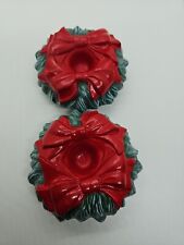 2 Vintage Tampa Mold Holiday Christmas Wreath Candle Holders  picture