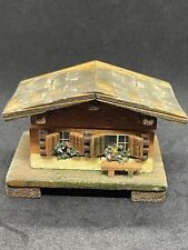 Vintage Swiss Chalet Mini Jewelry Box Wood 2 Inches Cute picture