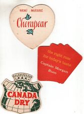 Coasters Bar Paper Cardboard Captain Morgan Canada Dry Cherapear Vintage  lot 3 picture