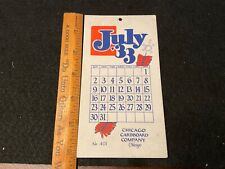 Vintage 1933 Cardboard Calendar 4th of July Chicago Cardboard Company Decoration picture