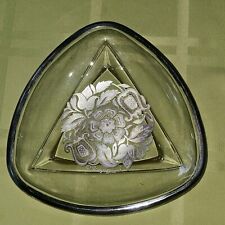 Vintage GEORGES BRIARD Serving/Candy Dish Silver Overlay Triangle 1968 picture