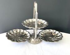 Vintage Silver Plate Clamshell 3 Tier Folding Serving Tray Tea Cake Stand Nuts picture