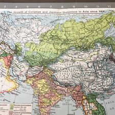 Growth European Japanese Dominions Asia 1950's Historical Vintage Map Wall Art picture