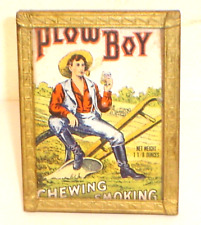 Vintage Plow Boy Chewing & Smoking Tobacco Framed Advertisement 4-3/8