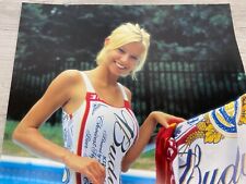 Vintage 90s Budweiser Bud Light Beer Sexy Girl Swimsuit pool Promo Store Poster picture