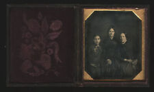 Dated 1847 1840s Daguerreotype Women & Girl Holding Closed Dag, Mourning Group? picture