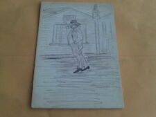 RARE ENGLISH 1910s HAND MADE POSTCARD HAND DRAWN PENCIL ART MAN WALKING SMOKING picture