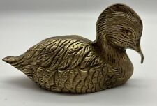 Vintage Solid Brass Duck Bird Figurine Collectible Paper Weight picture