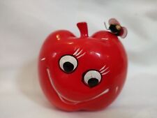 60's Vintage Inarco Apple Plater HTF Red Kitschy Smiling Fruit w Bumble Bee picture