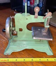 Vintage Antique Green Metal Toy Sewing Machine ~ Hand Crank picture