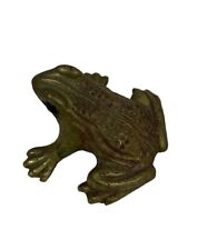 Vintage Small Brass Frog Figurine Miniature Made In Mexico picture