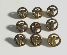9 VINTAGE LONG HORN STEER METAL BUTTONS 1/2 INCH picture