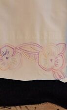 Pr Vintage Embroidered Pretty Pillowcases , Pastel Shades $9.95 picture