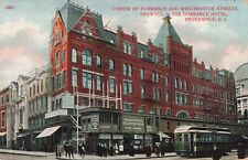 Dorrance Hotel Providence RI Store Fronts Trolley Car c.1908 Postcard A582 picture
