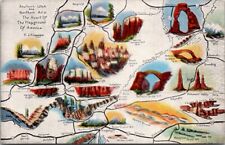Map of Southern Utah UT Northern Arizona AZ Vintage Postcard L.H. 