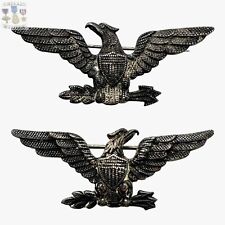 WWI U.S. ARMY USMC COLONEL EAGLES 🦅 INSIGNIA 2” STERLING SILVER BULLION PATTERN picture