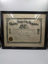 Civil War Veteran Grand Army of the Republic Framed Aide-de-Camp Document 1927 picture