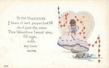 c1910s Woman Hoop Skirt Hearts Valentines Day P328 picture