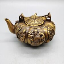 10cm Chinese Bronze Ware Pumpkin Pot Ornaments Copper Tea Pot Wine Pot Ornaments picture