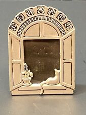 Metal Detailed Miniature Kitty Cat And Plant In Window Picture Frame Silver picture