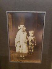 Antique Cabinet Card Photo Girl's First Holy Communion w Little Brother 4x6