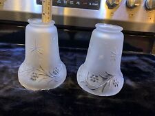 TWO Nice 5 1/2” Tall Vintage Frosted Satin Shades Sconces Globes w Star Design  picture