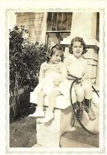 YOUNG GIRLS Found ANTIQUE PHOTOGRAPH bw 1930'S Original VINTAGE 111 13 O picture
