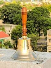 Antique Style Large Brass and Wood School Bell / 11