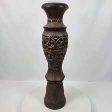 Vintage 1996 Hand Carved BIG Candle Stick Holder From Malysia 20 Inch Tall picture