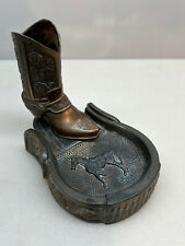 Cowboy Boot Horse Ashtray Phil Di Napoli Copper Champion Products  picture
