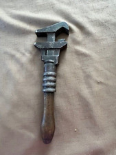 ANTIQUE BEMIS & CALL H&T CO . 1893 COMBINATION PIPE MONKEY WRENCH WOODEN HANDLE picture