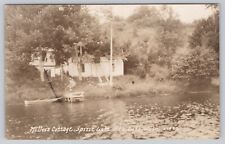 Rib Lake Wisconsin, Millers Cottage Spirit Lake Vintage RPPC Real Photo Postcard picture