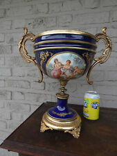 Vintage Belgian Cobalt blue porcelain centerpiece coupe bowl vase picture