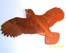 Old BIRD FLYING Hand Carved Wood Plaque Art Sculpture Statue Figurine Vintage VG picture