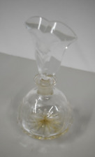 Vintage Cut Crystal Perfume Bottle Etched Floral Design Original Stopper 6
