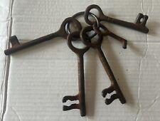 Vtg Skeleton Key Ring 5 Metal Rusty Keys 5.5” Heavy 14 Oz. picture