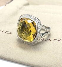 David Yurman Sterling Silver 17mm  Albion Ring Lemon Citrine w/ Diamond size 8 picture