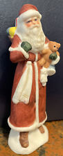 Vintage RUSS Porcelain Santa W/ Teddy Bear & Toy Sack Figure 4” picture
